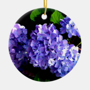 Elegant deep purple floral flowers  hydrangea ceramic ornament