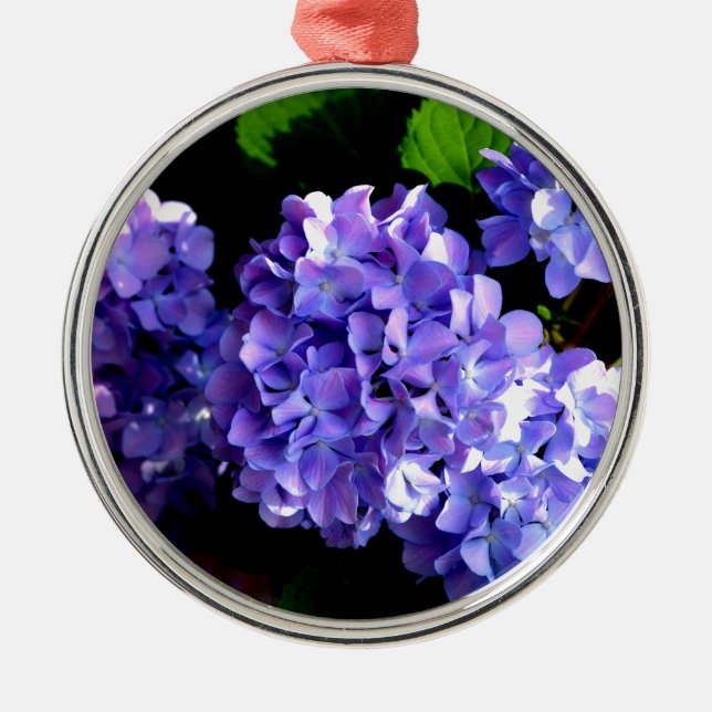Elegant deep purple floral flowers  hydrangea metal ornament (Front)