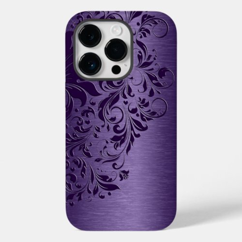 Elegant Deep Purple Floral Lace On Purple Case_Mat Case_Mate iPhone 14 Pro Case