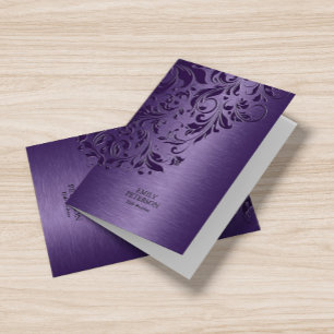 Elegant Deep Purple Floral Lace On Purple Pocket Folder
