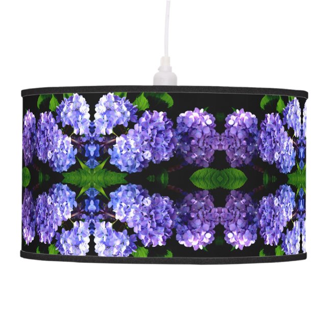 Elegant deep purple florals periwinkle hydrangeas ceiling lamp (Front)