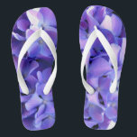 Elegant deep purple florals periwinkle hydrangeas flip flops<br><div class="desc">Romantic deep purple hydrangeas- photograph by H Cooper- a view from my Gardens</div>