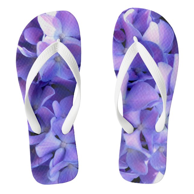 Elegant deep purple florals periwinkle hydrangeas flip flops (Footbed)