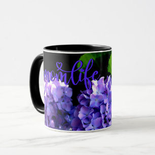 Elegant deep purple florals periwinkle hydrangeas mug