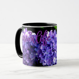 Elegant deep purple florals periwinkle hydrangeas mug
