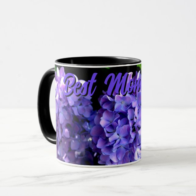 Elegant deep purple flower hydrangea Best Mom Ever Mug (Front Left)