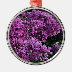 Elegant deep purple magenta florals flowers lilacs metal ornament