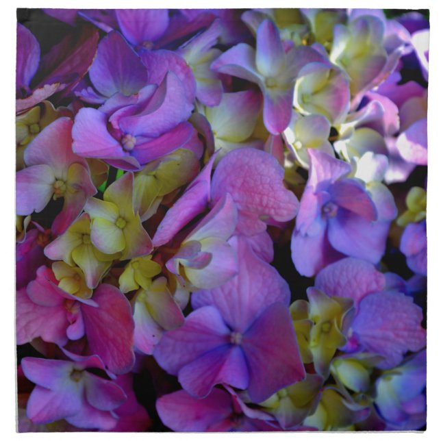 Elegant deep purple pink magenta floral hydrangeas cloth napkin (Front)
