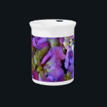 Elegant deep purple pink magenta floral hydrangeas drink pitcher<br><div class="desc">Very pretty purple hydrangeas with a touch of pinks and yellows. Perfect for spring, summer, or fall events. Beautiful purple hydrangeas for country, boho, garden, and floral theme occasions. To get started changing names and event details, click on "Personalize this template" and edit the wording in the template boxes. To...</div>