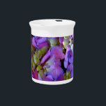 Elegant deep purple pink magenta floral hydrangeas drink pitcher<br><div class="desc">Very pretty purple hydrangeas with a touch of pinks and yellows. Perfect for spring, summer, or fall events. Beautiful purple hydrangeas for country, boho, garden, and floral theme occasions. To get started changing names and event details, click on "Personalize this template" and edit the wording in the template boxes. To...</div>