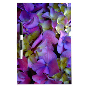 Elegant deep purple pink magenta floral hydrangeas dry erase board