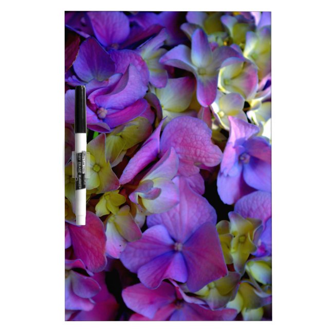 Elegant deep purple pink magenta floral hydrangeas dry erase board (Front)