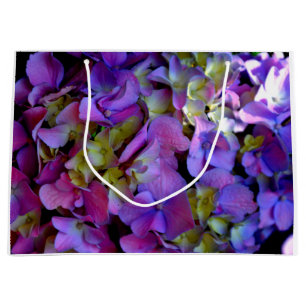 Elegant deep purple pink magenta floral hydrangeas large gift bag