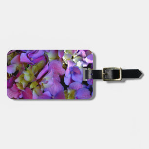 Elegant deep purple pink magenta floral hydrangeas luggage tag