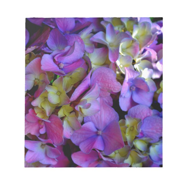 Elegant deep purple pink magenta floral hydrangeas notepad (Front)