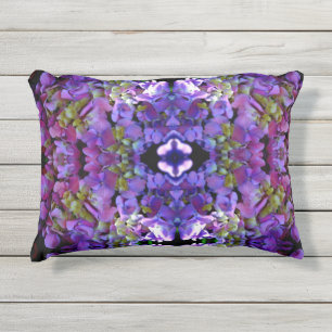 Elegant deep purple pink magenta floral hydrangeas outdoor pillow