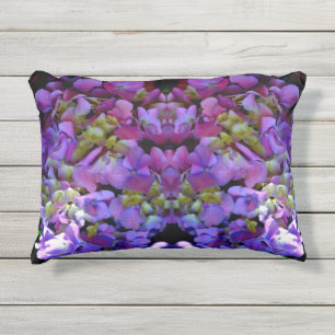 Elegant deep purple pink magenta floral hydrangeas outdoor pillow