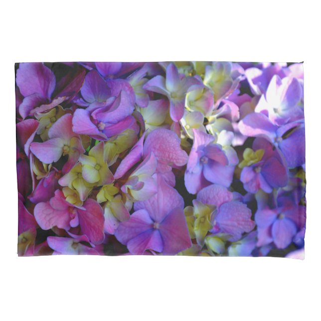 Elegant deep purple pink magenta floral hydrangeas pillow case (Front)