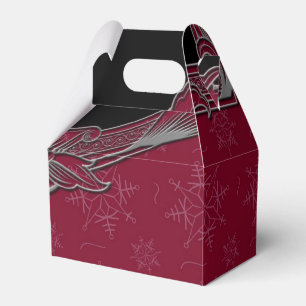 Elegant Deep Red and Black Winter Wedding Favor Boxes