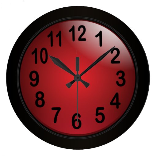 Elegant Deep Red and Black with Bold Black Numbers Large Clock | Zazzle