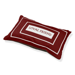 Elegant Deep Red Dog Bed with Slogan