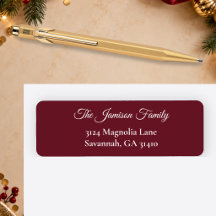 Elegant Deep Red Family Return Address