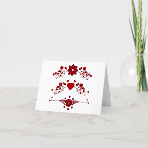 Elegant Deep Red Floral Flourish Thank You Card