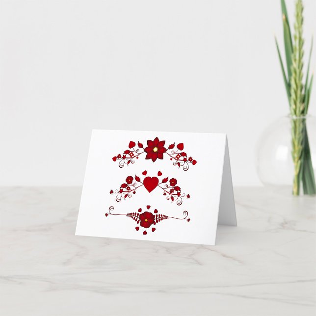 Elegant Deep Red Floral Flourish Thank You Card (Creator Uploaded)