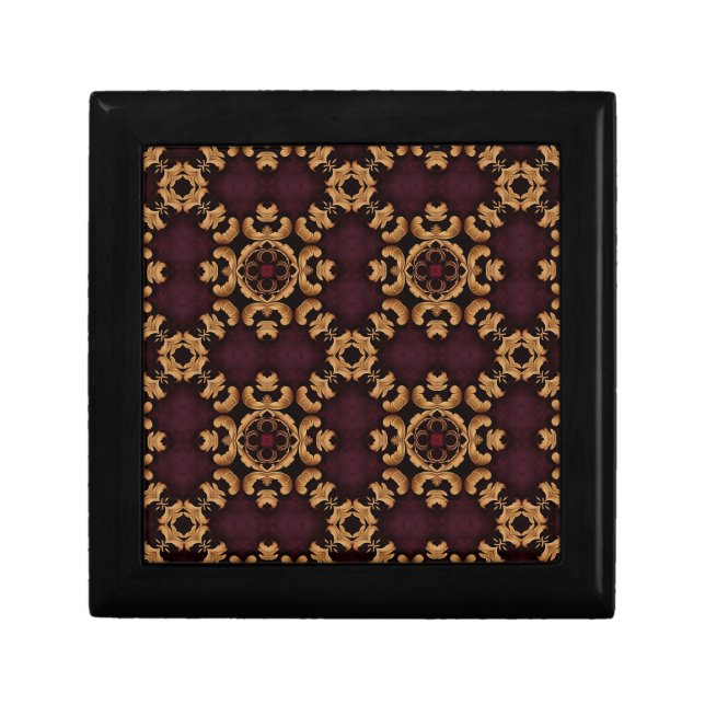 Elegant deep red gold arabesque pattern gift box (Front)