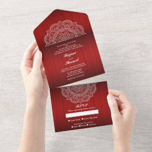 Elegant Deep red Indian Wedding (no Env needed) All In One Invitation