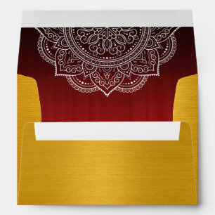 Elegant Deep Red Paisley Indian Wedding Invitation Envelope