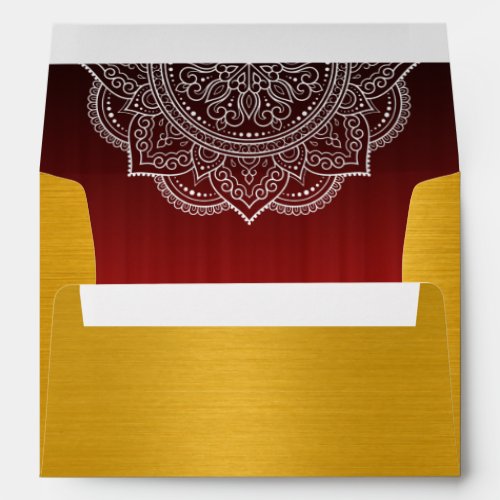 Elegant Deep Red Paisley Indian Wedding Invitation Envelope