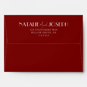 Elegant Deep Red Retro Burgundy Wedding Envelope