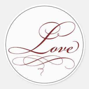 Elegant Deep Red Script Love Sticker
