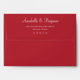Elegant Deep Red Watercolor Wedding Custom Name Envelope