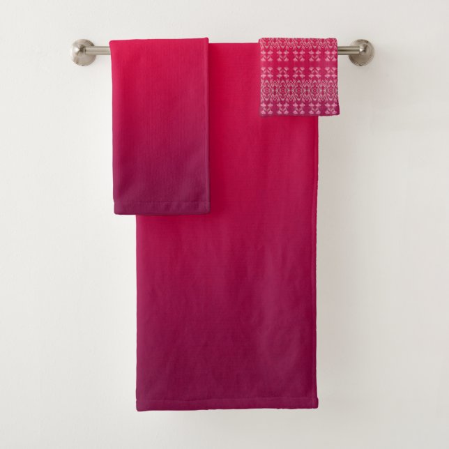 Elegant Deep Rich Pink Bath Towel Set (Insitu)
