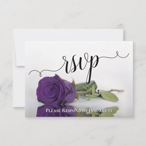 Elegant Deep Royal Purple Rose Reflections Wedding RSVP Card