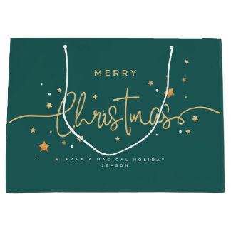 Elegant Deep-Teal Christmas Gift Bag | Modern Holi