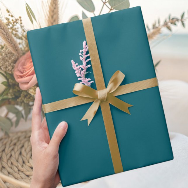Elegant Deep Teal Minimalist Wrapping Paper Roll (Creator Uploaded)