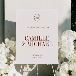 Elegant Deep Terracotta Red Welcome Wedding Sign