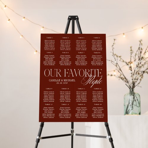 Elegant Deep Terracotta Wedding Seating Chart Sign