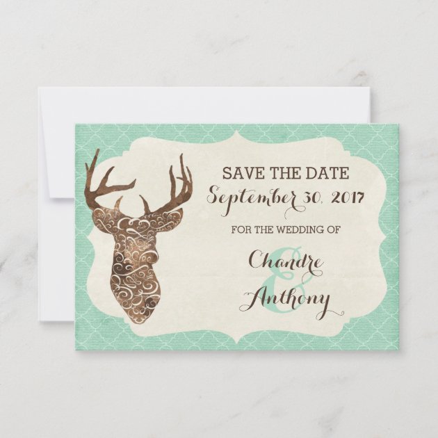 Elegant Deer Antlers Rustic Country Save The Date