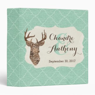 Elegant Deer Antlers Rustic Country Wedding 3 Ring Binder
