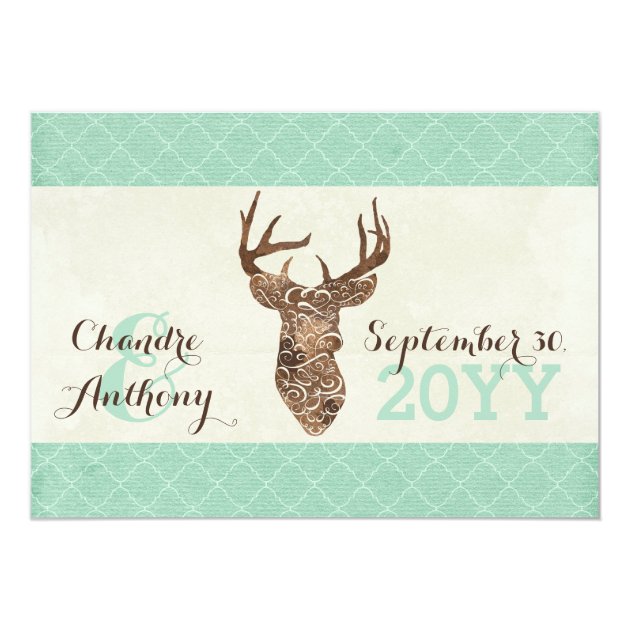 Elegant Deer Antlers Rustic Country Wedding Invitation