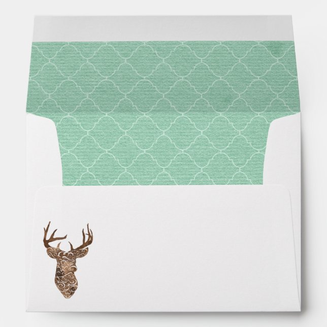 Elegant Deer Antlers Rustic Country Wedding Envelope (Back (Bottom))