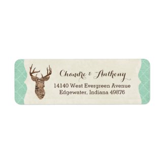 Elegant Deer Antlers Rustic Country Wedding Label