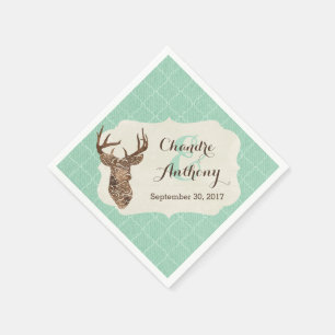 Elegant Deer Antlers Rustic Country Wedding Napkins
