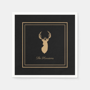 Elegant Deer Black & Tan Farmhouse Style Napkins