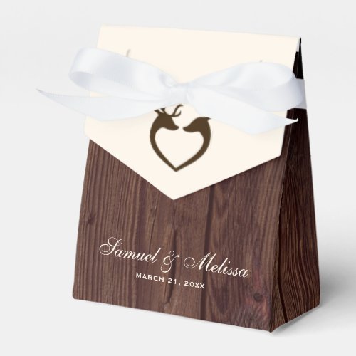 Elegant Deer Heart Rustic Wood Wedding Favor Boxes