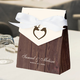 Elegant Deer Heart Rustic Wood Wedding Favor Boxes